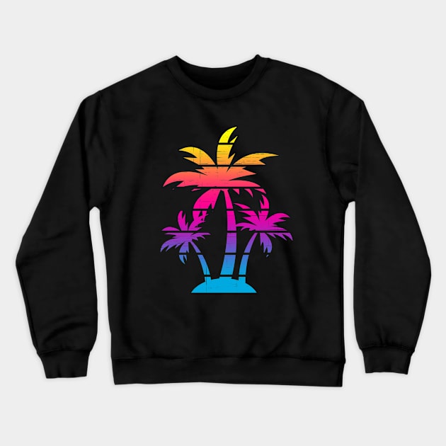 Colorful Palm Tree Beach Crewneck Sweatshirt by BDAZ